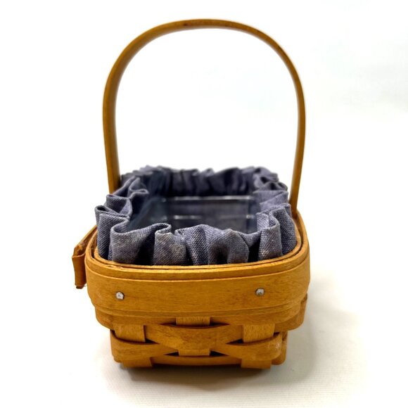 Vintage 2000 Longaberger Small Basket Extra Liner Chambray Yellow w/ Protector - Picture 3 of 11